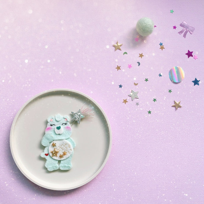 Wish Bear Care Bear Character Inspired Glitter Hair Clip - Little Magic Pieces