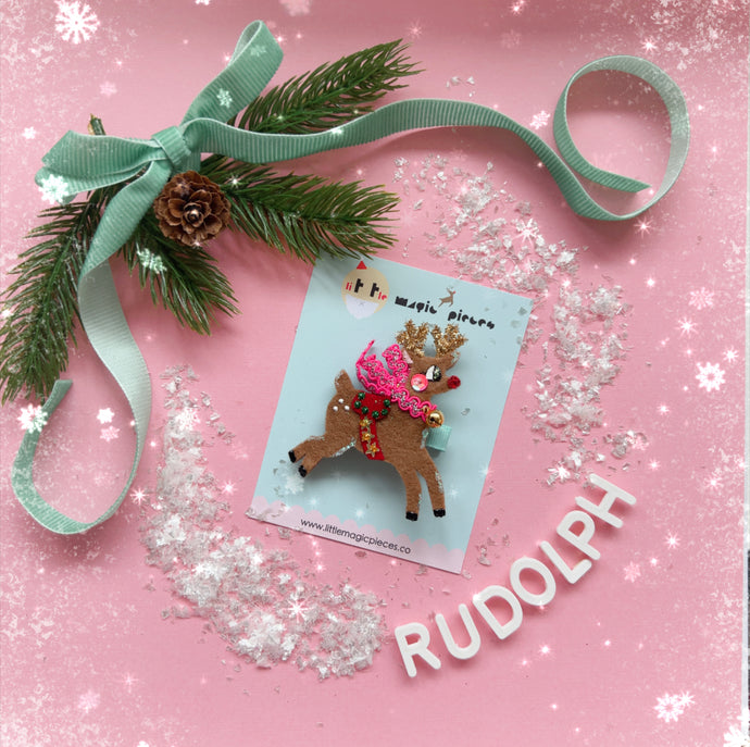 NEW Rudolph the Reindeer Hair Clip - Little Magic Pieces