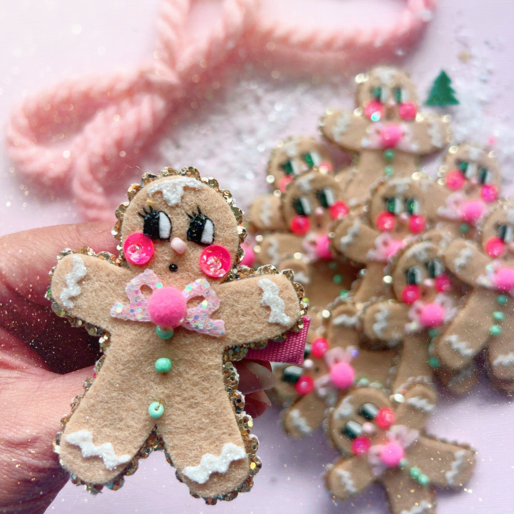 NEW Gingerbread Man Hair Clip - Little Magic Pieces