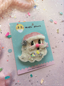 NEW Pink Santa Glitter Hair Clip, Christmas
