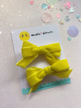 Load image into Gallery viewer, Yellow Velvet Bows Hair Clip Set, Spring - Little Magic Pieces