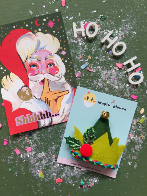 Santa’s Little Helper Elf Hat Hair Clip - Little Magic Pieces