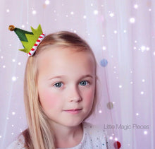 Load image into Gallery viewer, Santa’s Little Helper Elf Hat Hair Clip - Little Magic Pieces