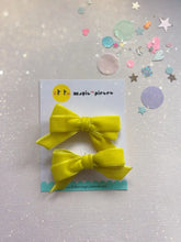 Load image into Gallery viewer, Yellow Velvet Bows Hair Clip Set, Spring - Little Magic Pieces