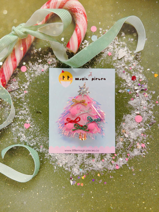 NEW Pink Christmas Tree Hair Clip - Little Magic Pieces
