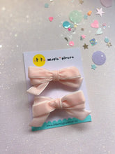 Load image into Gallery viewer, Blush Pink Velvet Bows Hair Clip Set, Spring - Little Magic Pieces