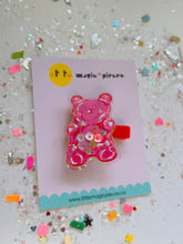 Load image into Gallery viewer, Little Pink Gummy Bear Glitter Hair Clip
