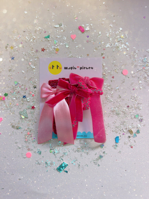 Pink Bow Flurry Hair Clip - Little Magic Pieces