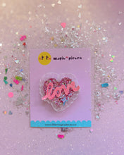 Load image into Gallery viewer, Pink Glitter Love Hair Clip - Little Magic Pieces