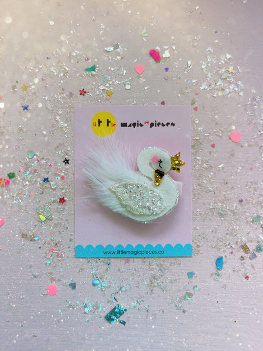 Prima Ballerina Swan Glitter Hair Clip - Little Magic Pieces