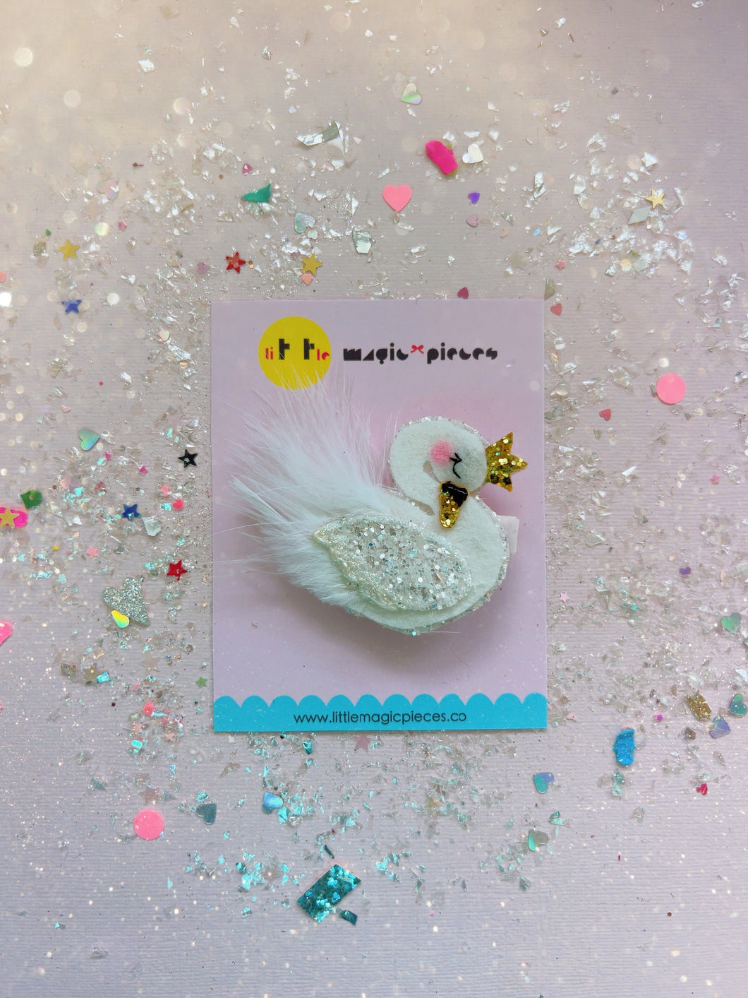 Prima Ballerina Swan Glitter Hair Clip - Little Magic Pieces