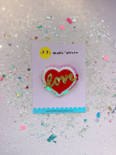 Load image into Gallery viewer, Red Velvet Heart Glitter Love Hair Clip - Little Magic Pieces