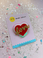 Load image into Gallery viewer, Red Velvet Heart Glitter Love Hair Clip - Little Magic Pieces