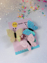 Load image into Gallery viewer, Spring Butterflies Glitter Felt Hair Clip Set, Easter - Little Magic Pieces