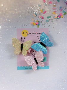 Spring Butterflies Glitter Felt Hair Clip Set, Easter - Little Magic Pieces