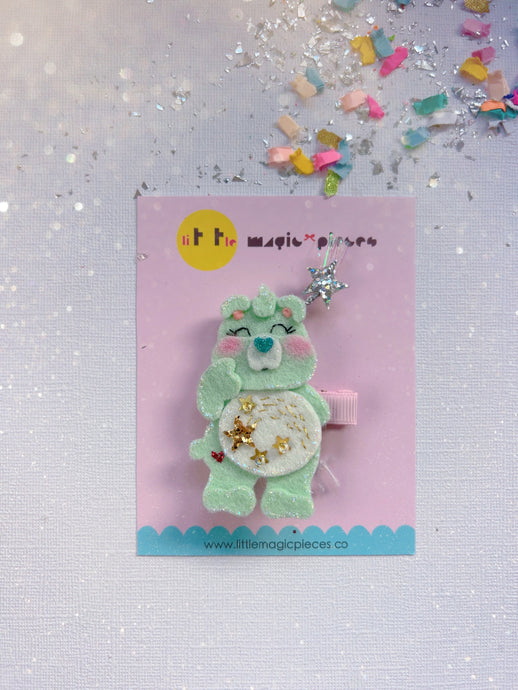 Wish Bear Care Bear Character Inspired Glitter Hair Clip - Little Magic Pieces