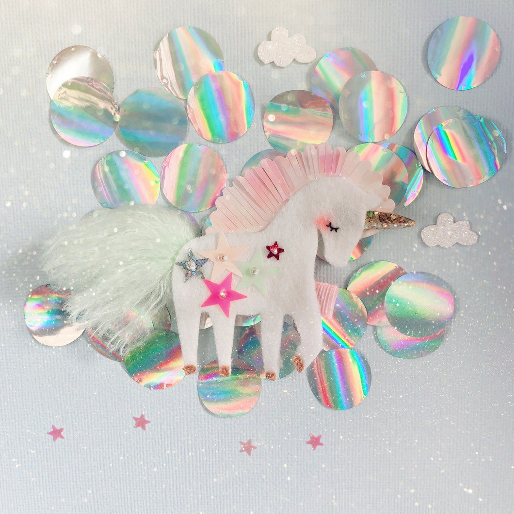 I Believe in Unicorns, Unicorn Glitter Hair Clip - Little Magic Pieces