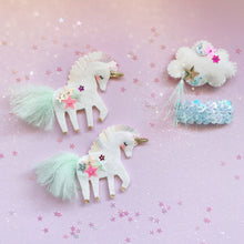 Load image into Gallery viewer, I Believe in Unicorns, Unicorn Glitter Hair Clip - Little Magic Pieces