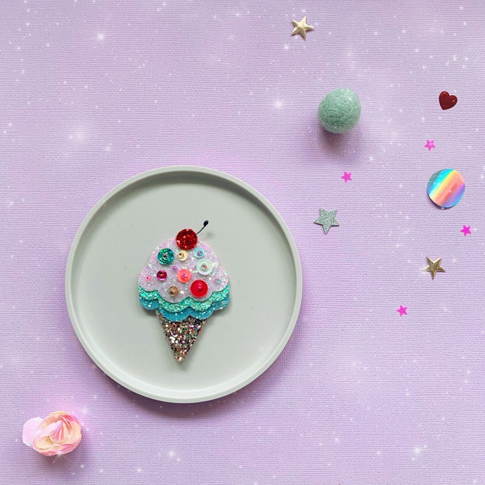 Ice Cream Cone Hair Clip - Little Magic Pieces