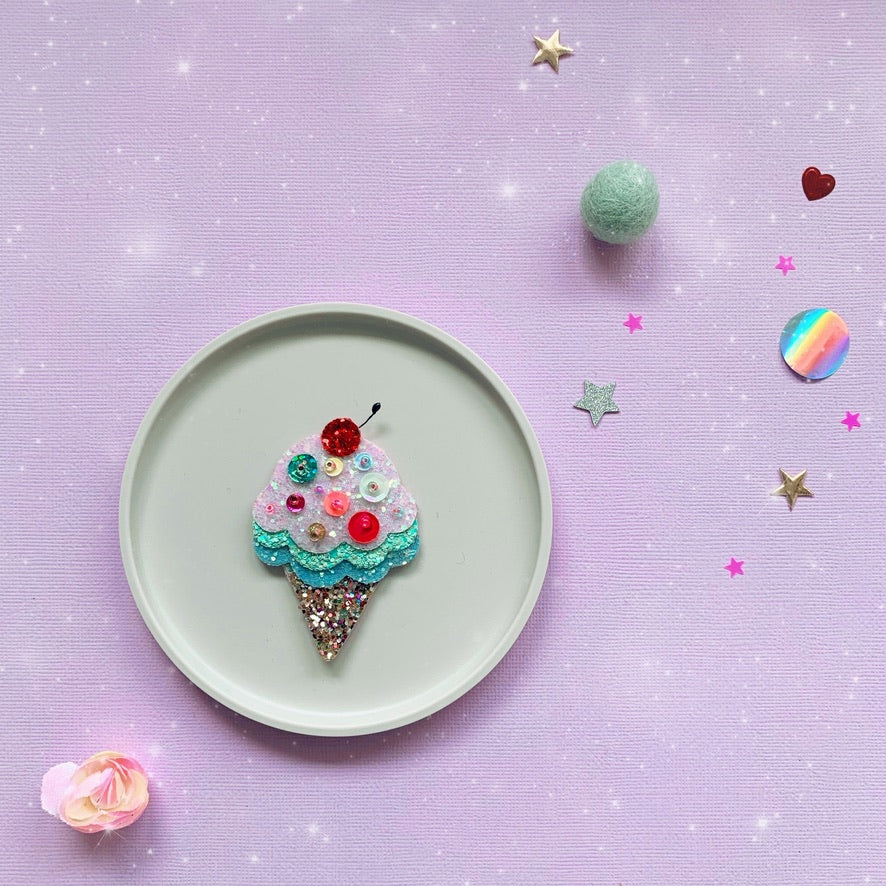 Ice Cream Cone Hair Clip - Little Magic Pieces