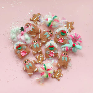 Festive Felted Hand Embellished Gingerbread House Glitter Hair Clip - Little Magic Pieces