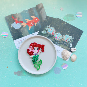 Little Mermaid Ariel Character Inspired Glitter Hair Clip - Little Magic Pieces