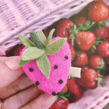 Load image into Gallery viewer, Strawberry Beaded Felt Hair Clip - Little Magic Pieces