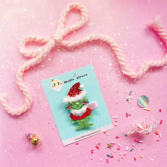 Grinch Glitter Hair Clip - Little Magic Pieces