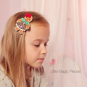 Gingerbread Girl Glitter Hair Clip - Little Magic Pieces